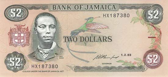 Jamaika 2 Dollar 1993 p69e